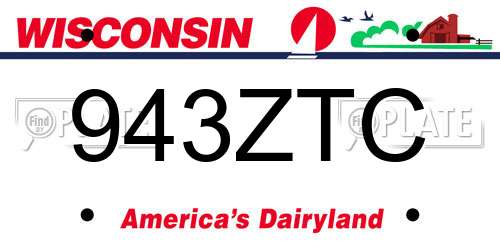 943ZTC Wisconsin License Plate