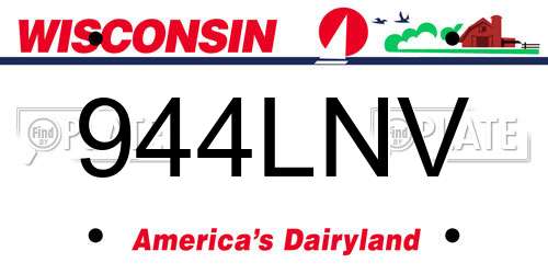 944LNV Wisconsin License Plate