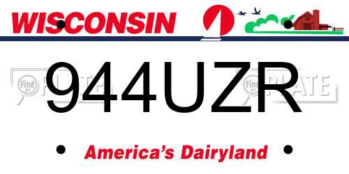 944UZR Wisconsin License Plate
