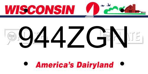 944ZGN Wisconsin License Plate
