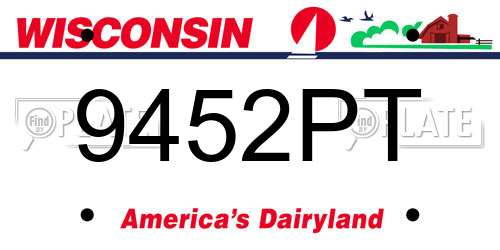 9452PT Wisconsin License Plate