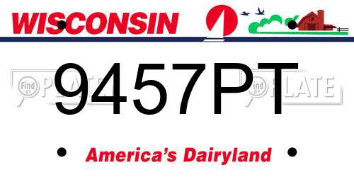 9457PT Wisconsin License Plate