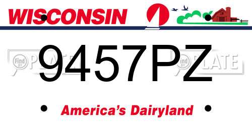 9457PZ Wisconsin License Plate