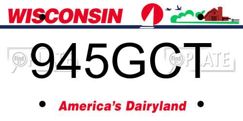 945GCT Wisconsin License Plate