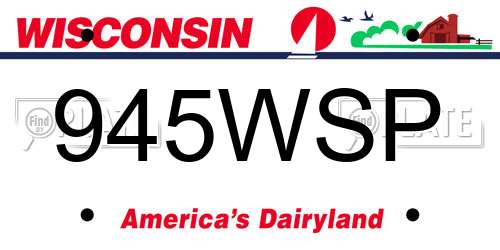 945WSP Wisconsin License Plate