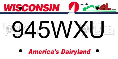 945WXU Wisconsin License Plate