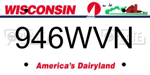 946WVN Wisconsin License Plate