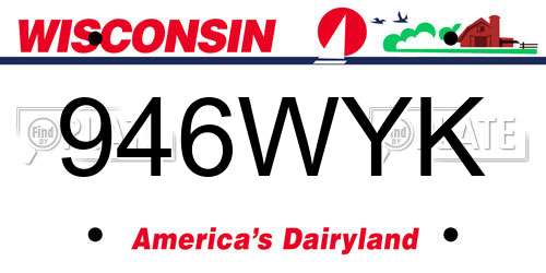 946WYK Wisconsin License Plate