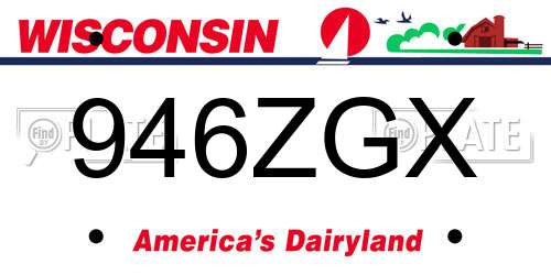 946ZGX Wisconsin License Plate
