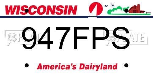 947FPS Wisconsin License Plate