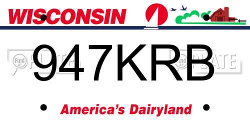 947KRB Wisconsin License Plate