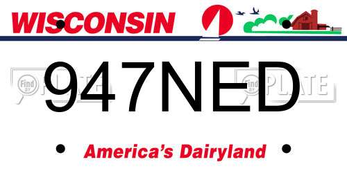 947NED Wisconsin License Plate