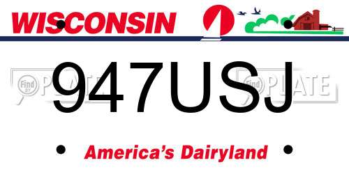 947USJ Wisconsin License Plate