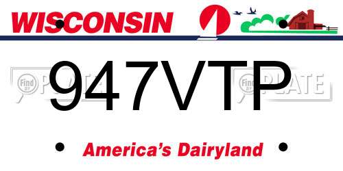 947VTP Wisconsin License Plate