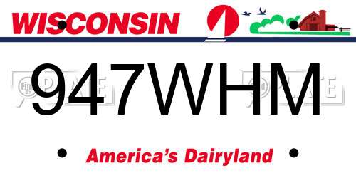 947WHM Wisconsin License Plate