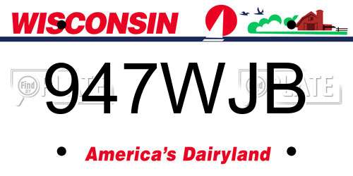 947WJB Wisconsin License Plate
