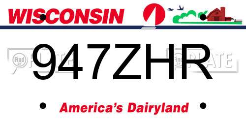 947ZHR Wisconsin License Plate