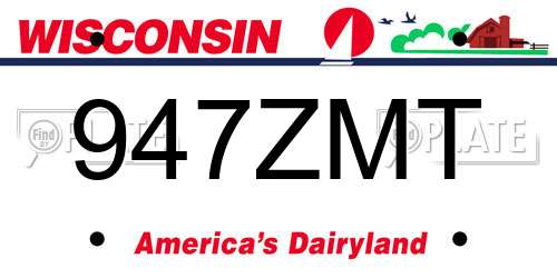 947ZMT Wisconsin License Plate