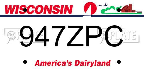 947ZPC Wisconsin License Plate