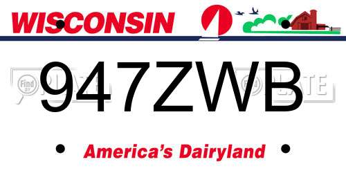 947ZWB Wisconsin License Plate