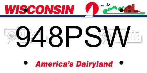 948PSW Wisconsin License Plate