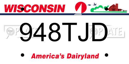 948TJD Wisconsin License Plate