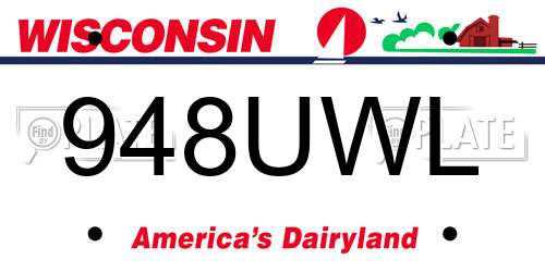 948UWL Wisconsin License Plate
