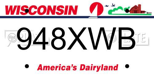 948XWB Wisconsin License Plate