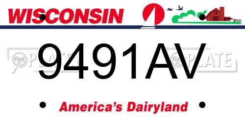 9491AV Wisconsin License Plate