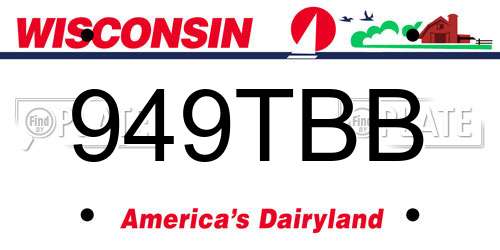 949TBB Wisconsin License Plate