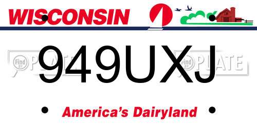 949UXJ Wisconsin License Plate