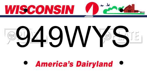 949WYS Wisconsin License Plate
