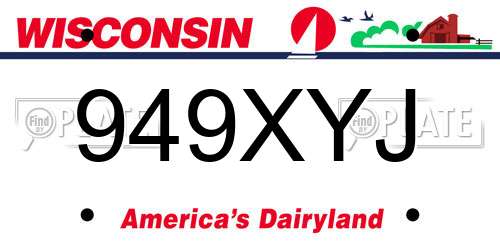 949XYJ Wisconsin License Plate