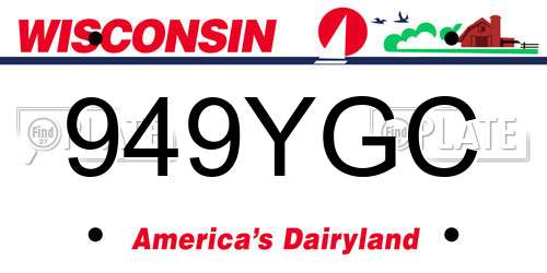 949YGC Wisconsin License Plate