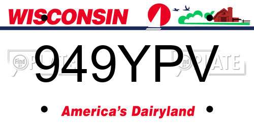 949YPV Wisconsin License Plate