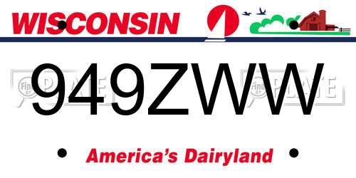 949ZWW Wisconsin License Plate