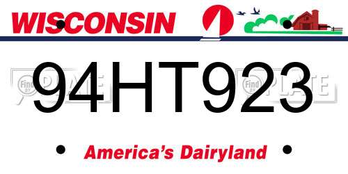 94HT923 Wisconsin License Plate