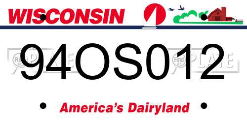 94OS012 Wisconsin License Plate