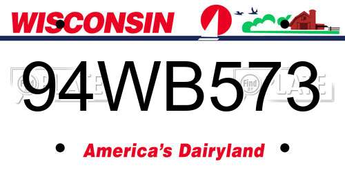 94WB573 Wisconsin License Plate