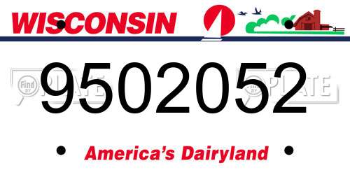 9502052 Wisconsin License Plate