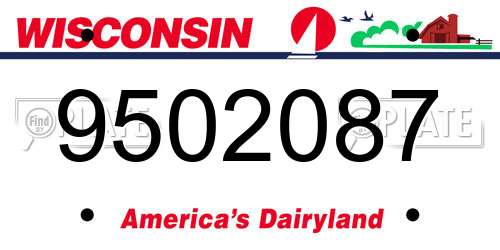 9502087 Wisconsin License Plate