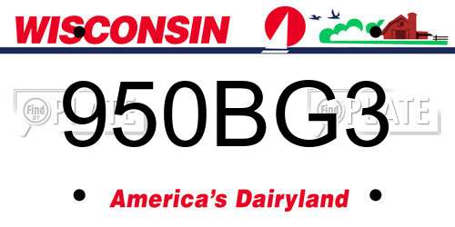 950BG3 Wisconsin License Plate