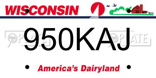 950KAJ Wisconsin License Plate