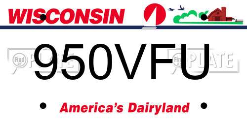 950VFU Wisconsin License Plate