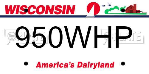 950WHP Wisconsin License Plate