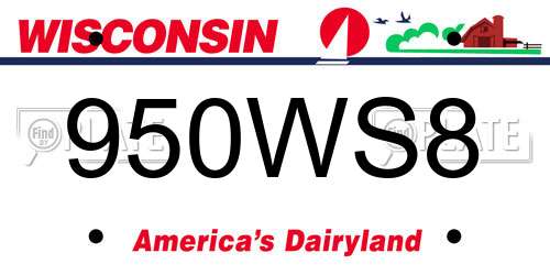 950WS8 Wisconsin License Plate