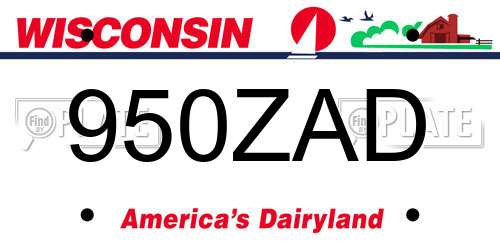 950ZAD Wisconsin License Plate