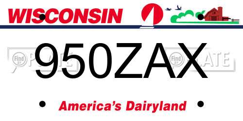 950ZAX Wisconsin License Plate