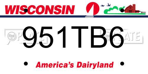 951TB6 Wisconsin License Plate