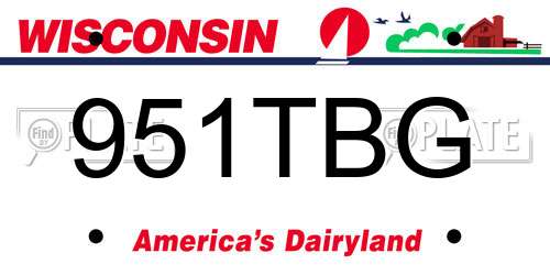 951TBG Wisconsin License Plate